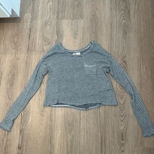 Blue and white striped lightweight sweater